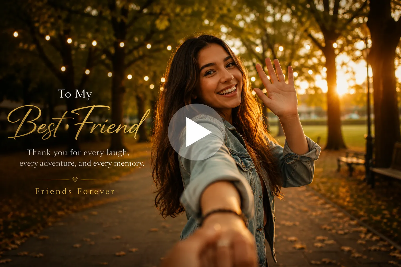 Video frame screenshot of Best friend smiling in a beautiful park.