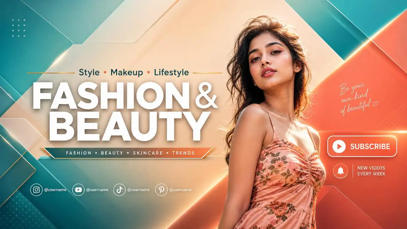 Fashion-inspired banner featuring a stylish portrait with vibrant colors and modern design.