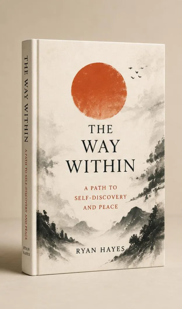 Hardcover book mockup standing at a three-quarter angle with the front cover and spine visible