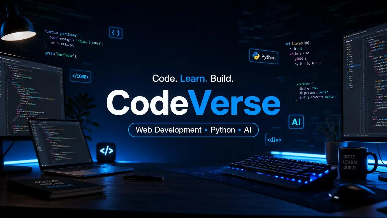 Programmer working at a dual-monitor coding setup with colorful code on screen.