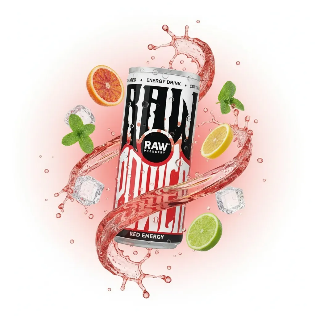 A beverage surrounded by frozen liquid splashes, floating ice cubes, and citrus slices in a studio setup.