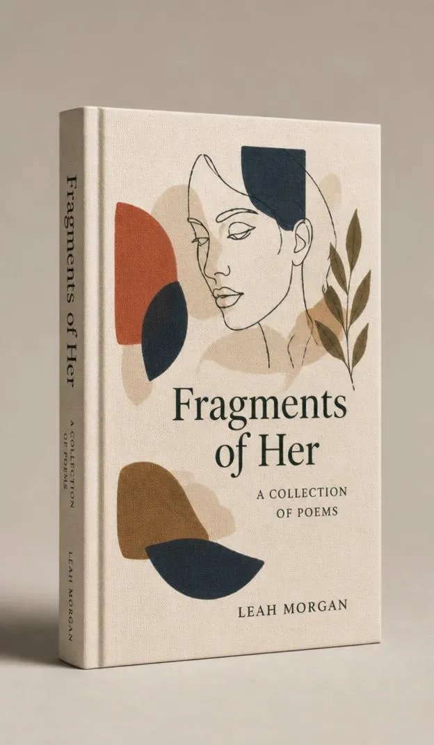Linen-textured hardcover book standing at a three-quarter angle against a warm-gray background.