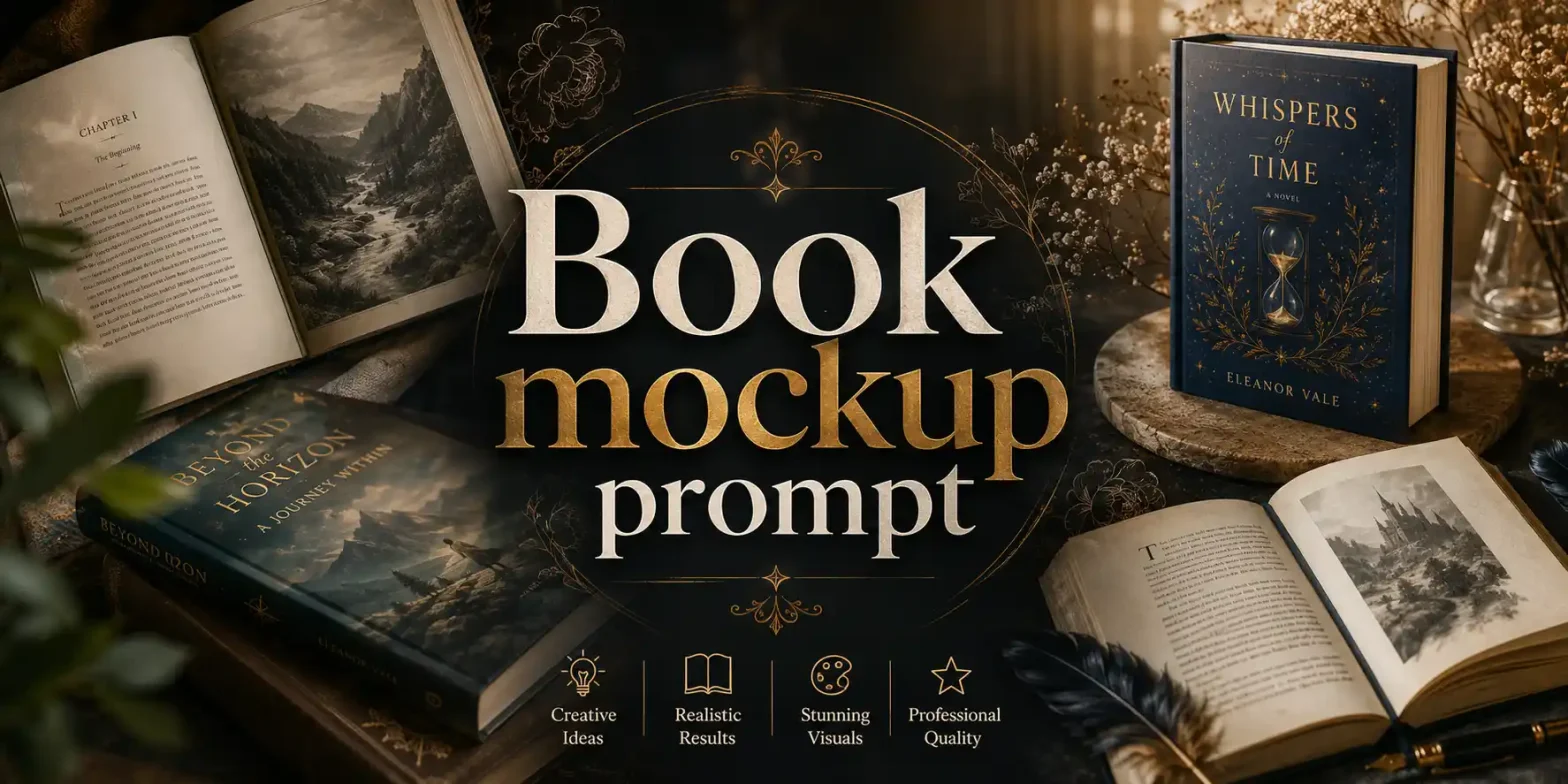 Get 35 Book Mockup Prompts, a reusable prompt formula, and expert tips to create professional AI book mockups for publishing and marketing.