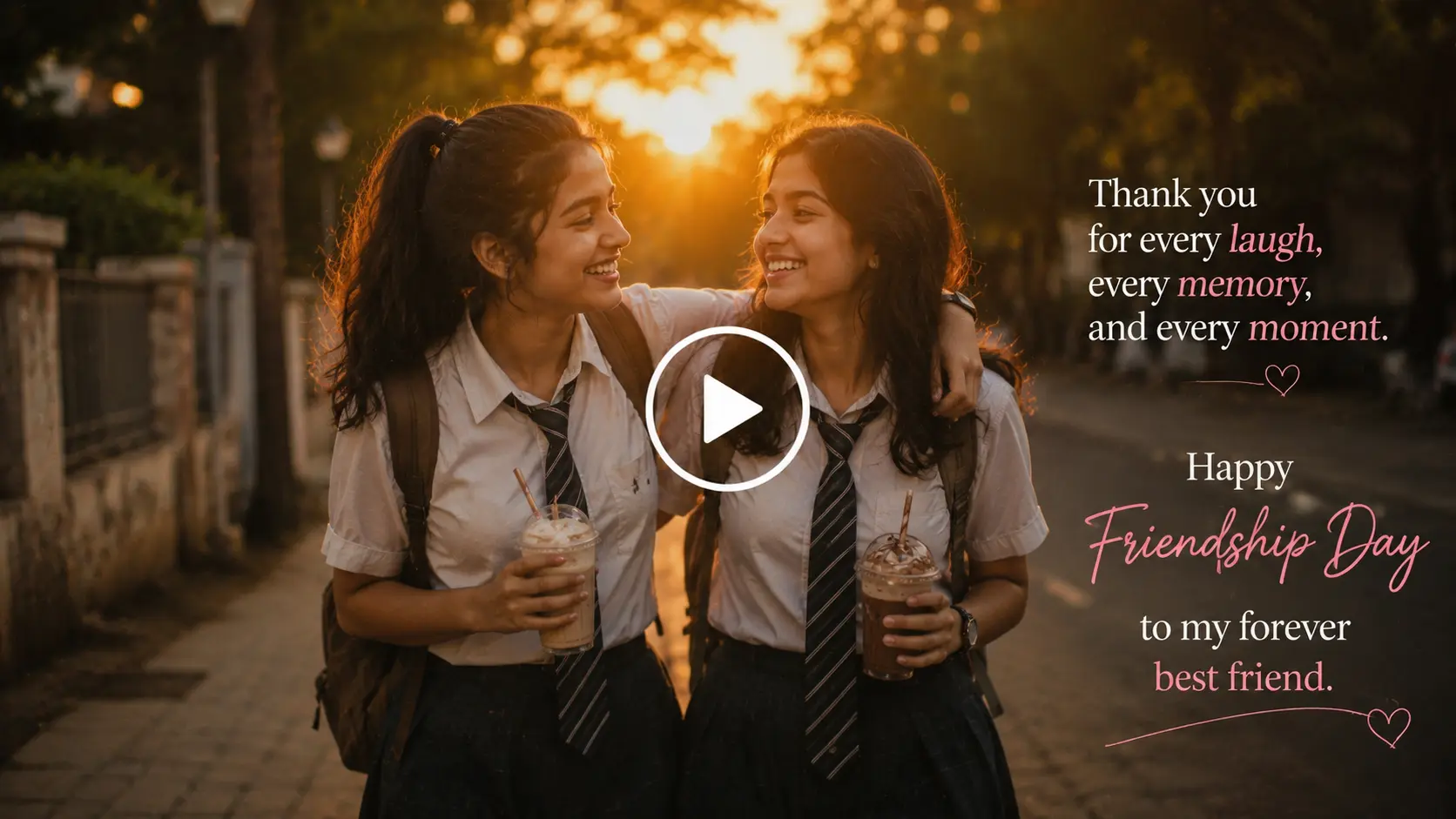 Two teenage girls enjoying an emotional Friendship Day tribute.