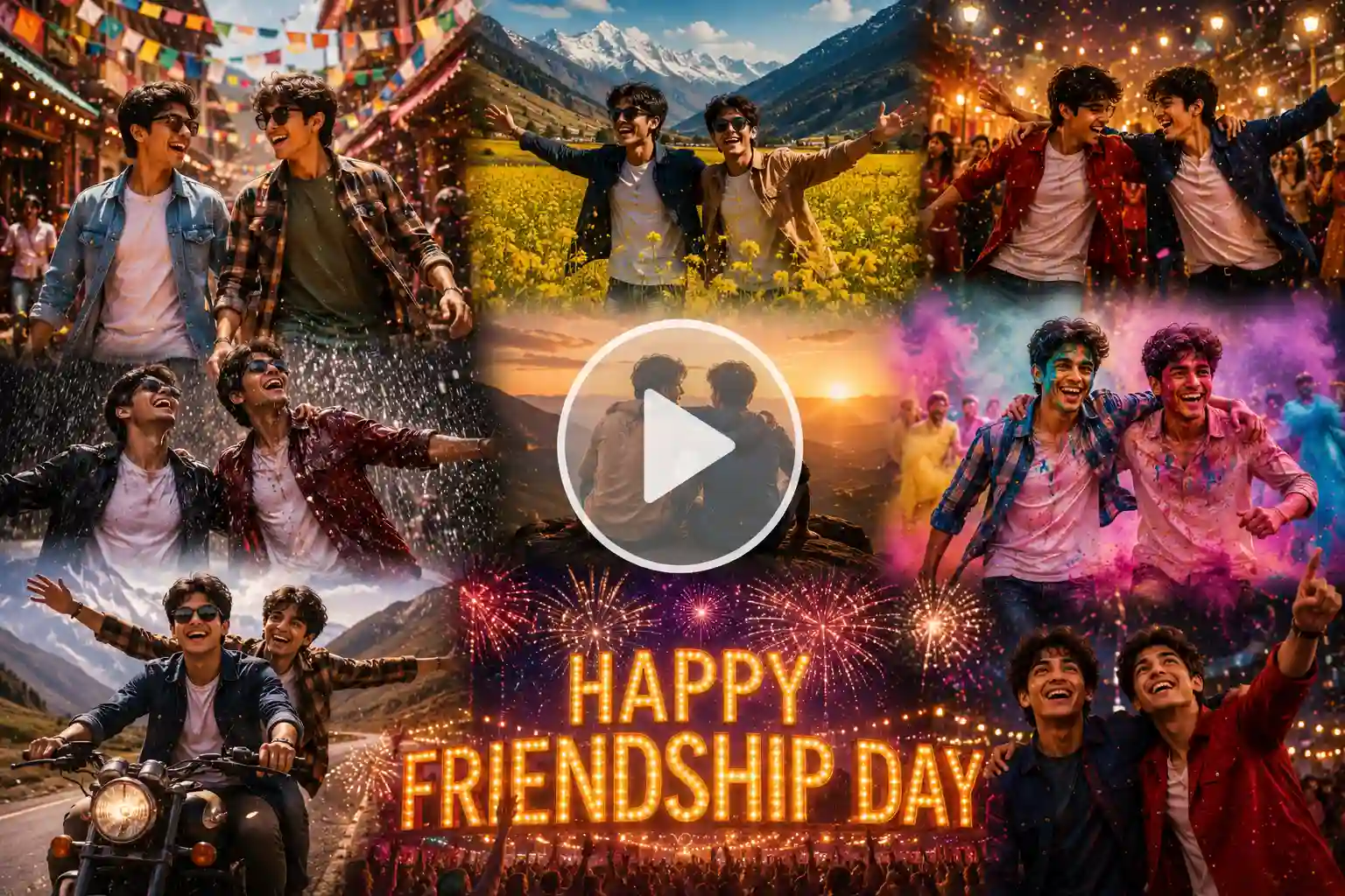 Two teenage boys celebrating friendship in Bollywood style.