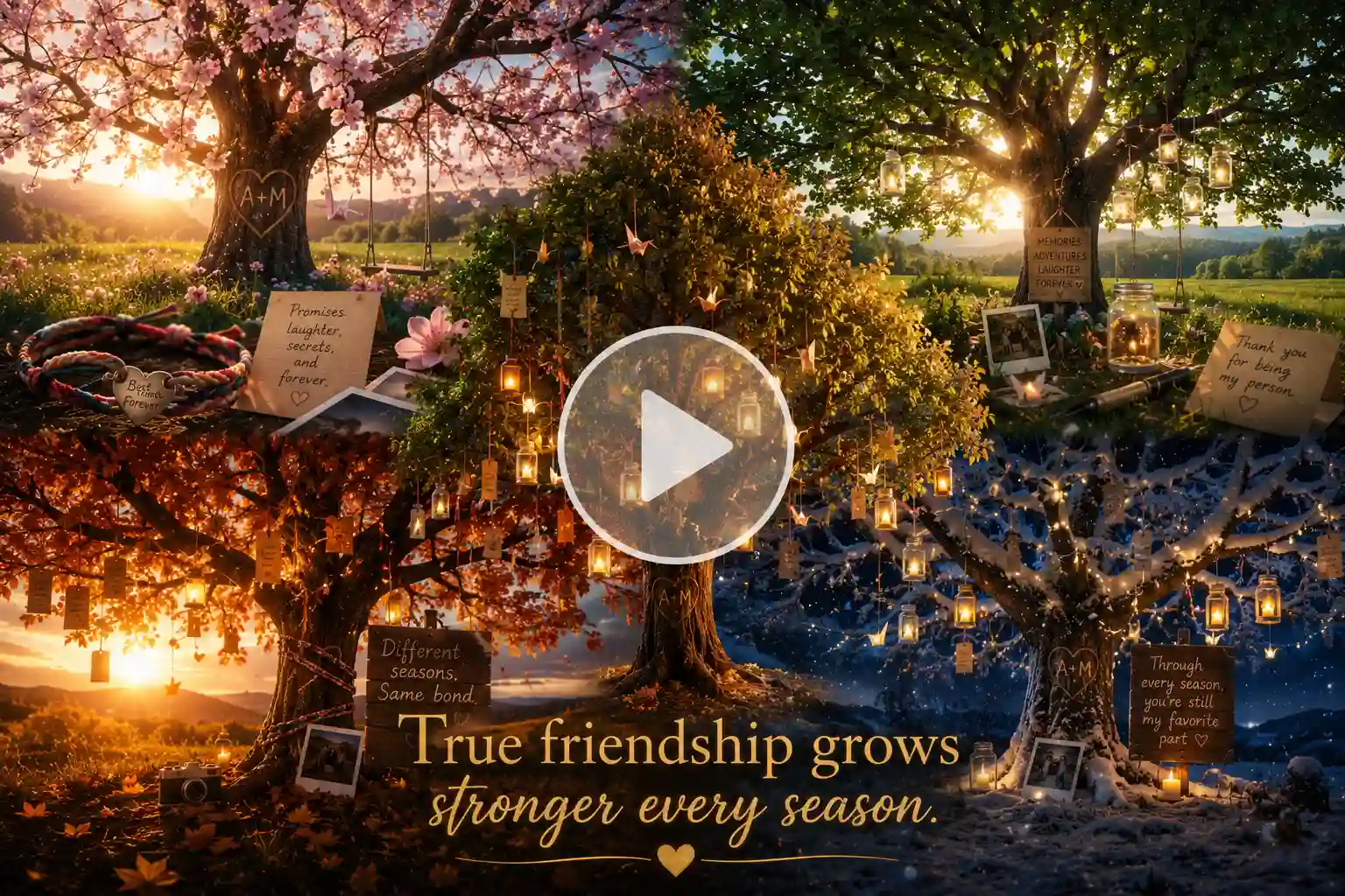 Friendship tree growing beautifully through all four seasons.