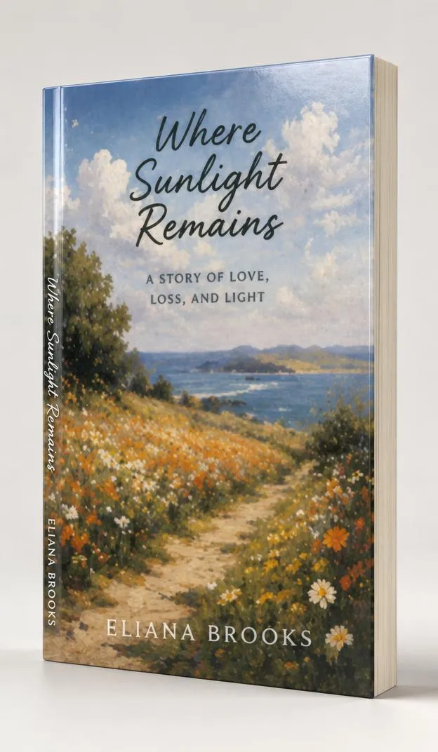 Glossy paperback book standing at an angle with soft reflections across the cover.