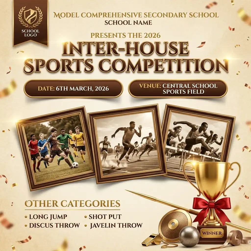 Inter-house school sports competition event poster.