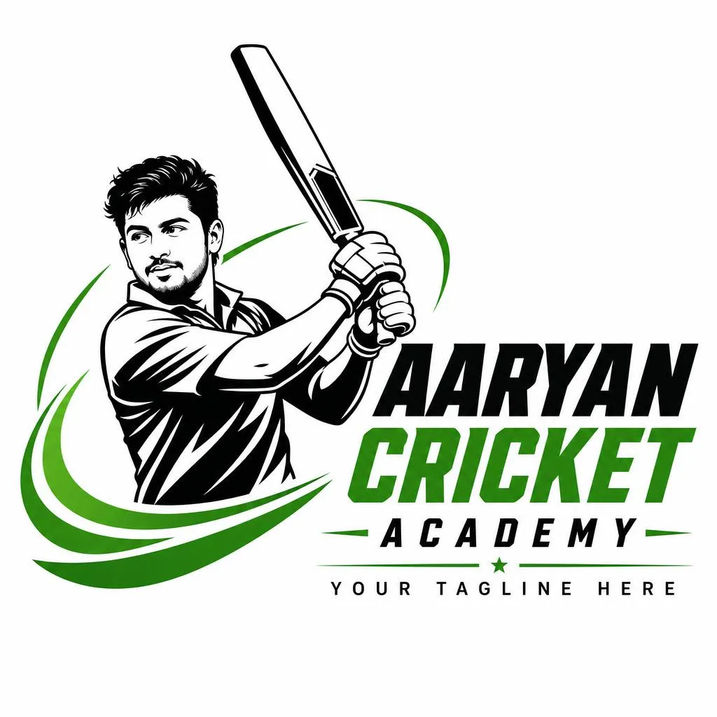 Modern cricket academy vector logo with batter.