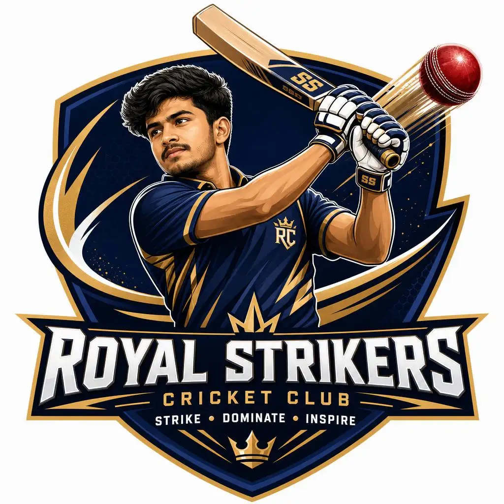Esports-style cricket club shield logo.