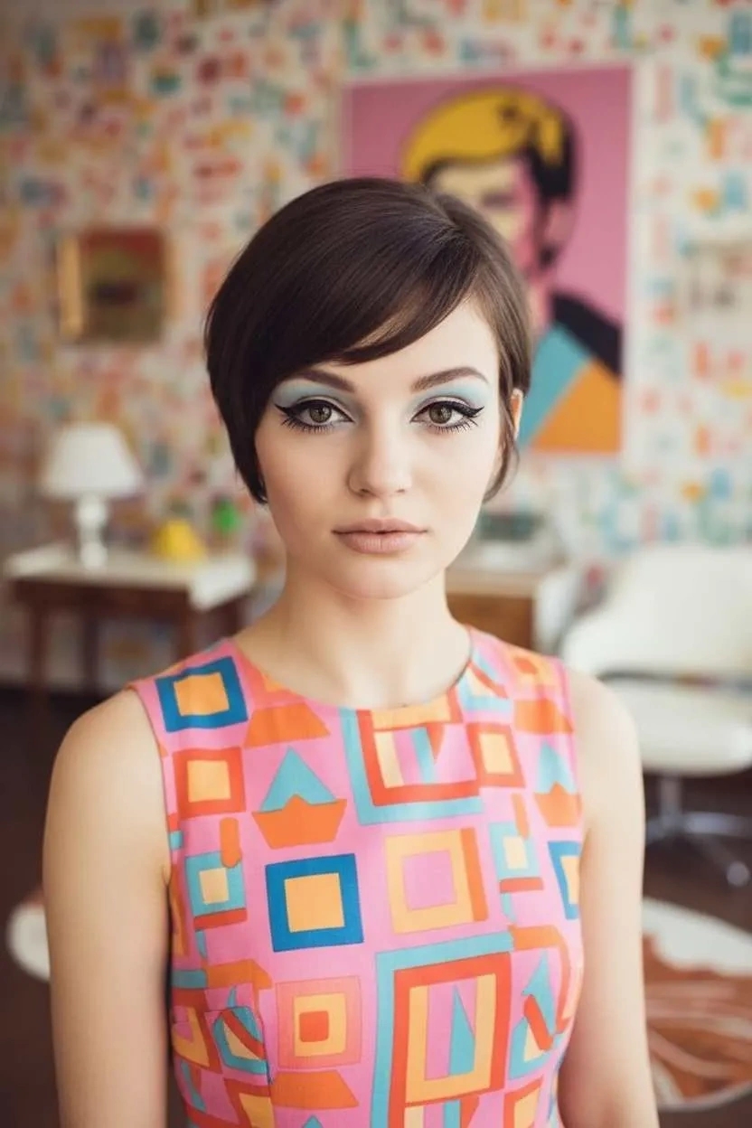 Retro 1960s makeup inspired by Twiggy's iconic style.