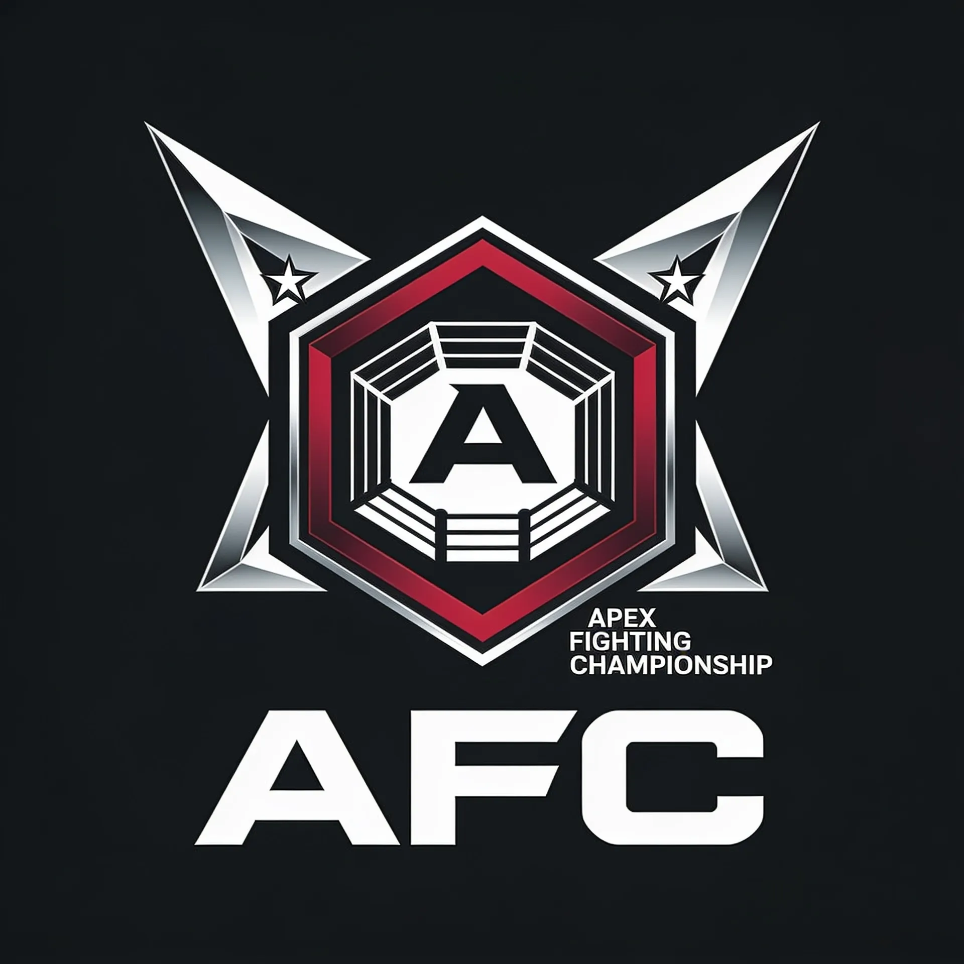 A bold AFC sports logo features an octagonal symbol and angular monogram.