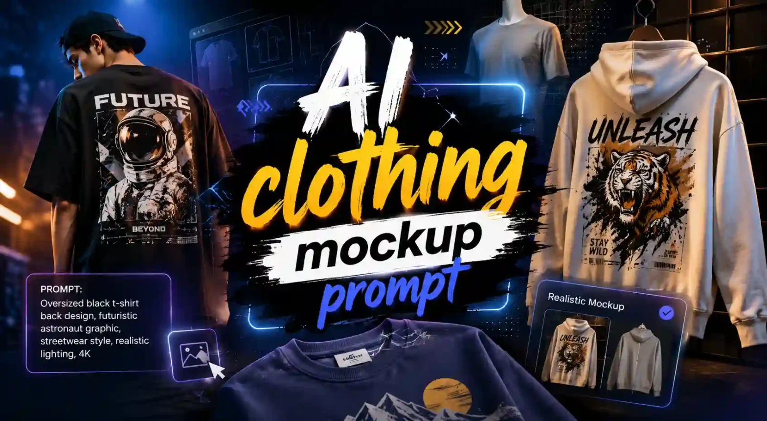 image of mockup dresign on clothes of diffrent styles