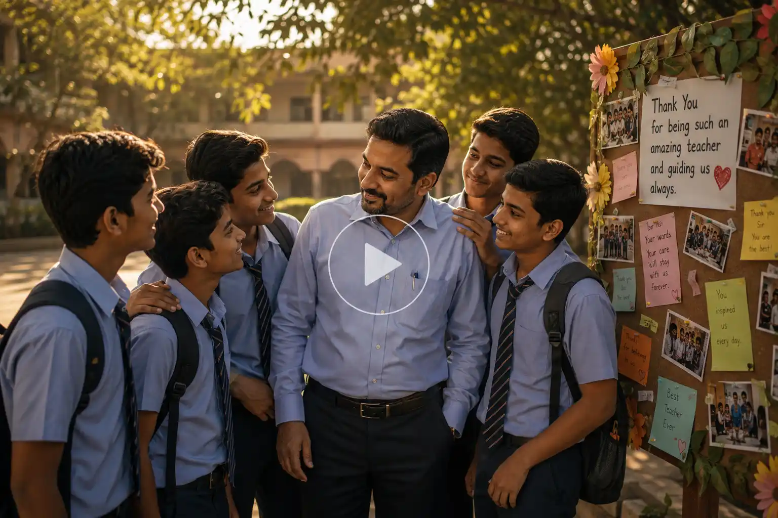 Male teacher shares a heartfelt moment with students.