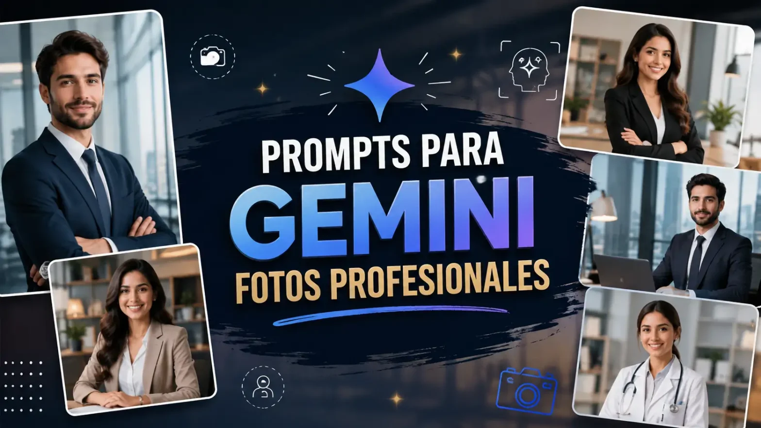 Banner con retratos profesionales generados por IA para LinkedIn, CV y marca personal.