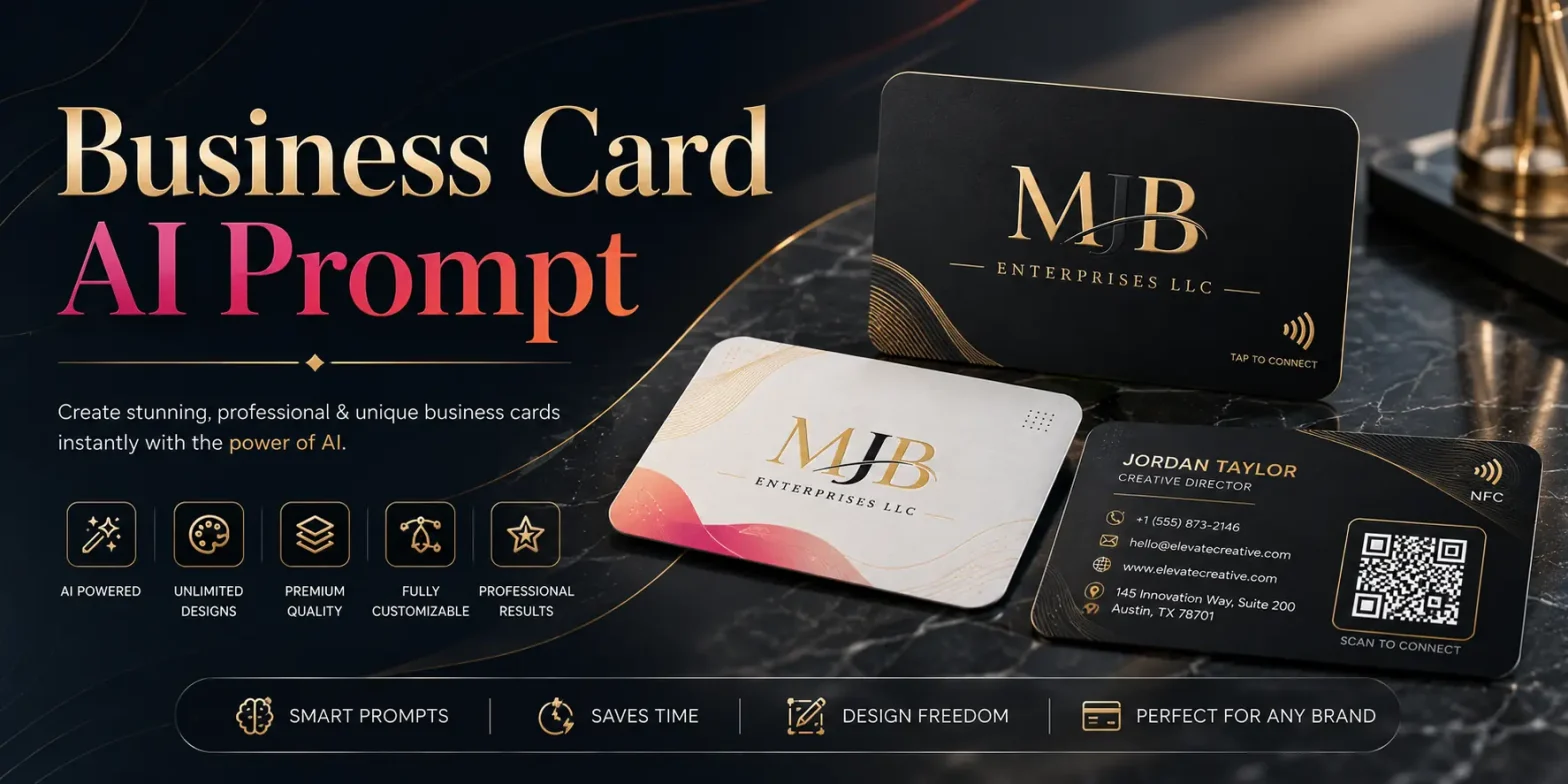 Premium business card design banner showcasing a collection of luxury, professional, creative, and modern business card styles across multiple industries.