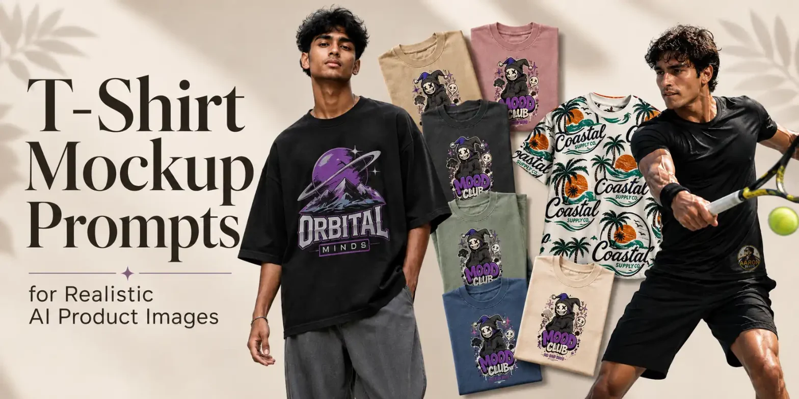 A man is standing in banner image wear t shirt having mockup on it.