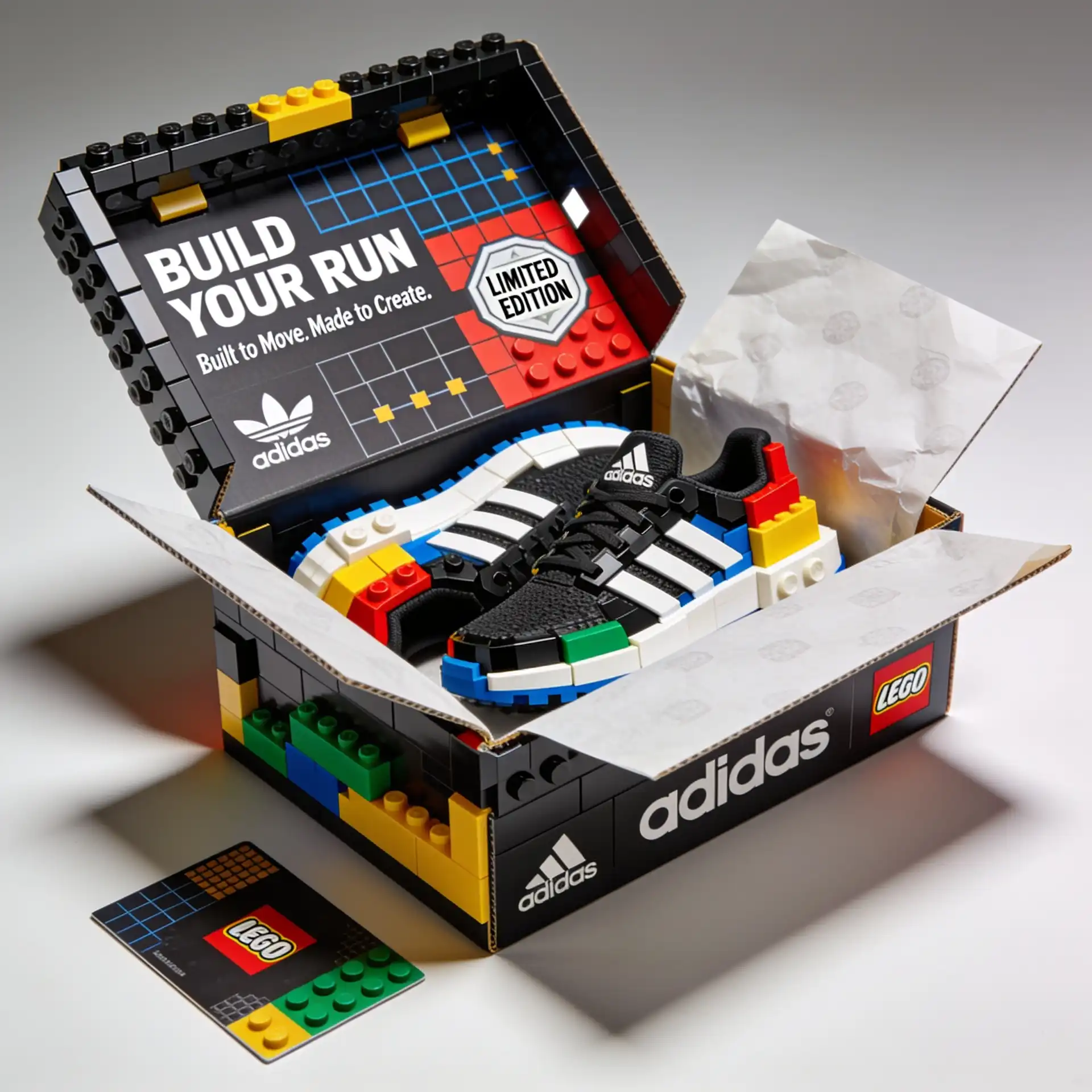 Adidas and LEGO limited-edition sneaker collaboration packaging concept