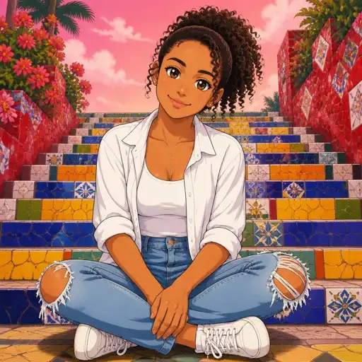A girl drawing in white shirt anime look