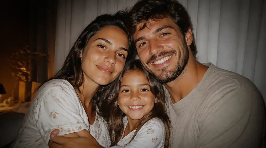 Trend derivada para casais que querem "ver" o rosto de um filho hipotético, misturando traços dos dois de forma fiel.