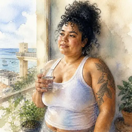 A girl in white top aquarela style drwing look