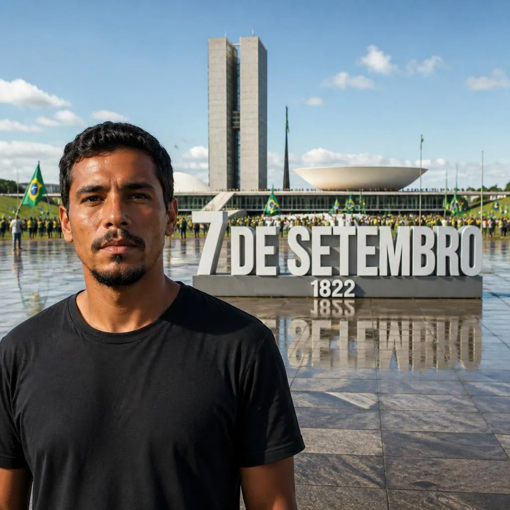 Homem brasileiro em homenagem ao Dia da Independência do Brasil