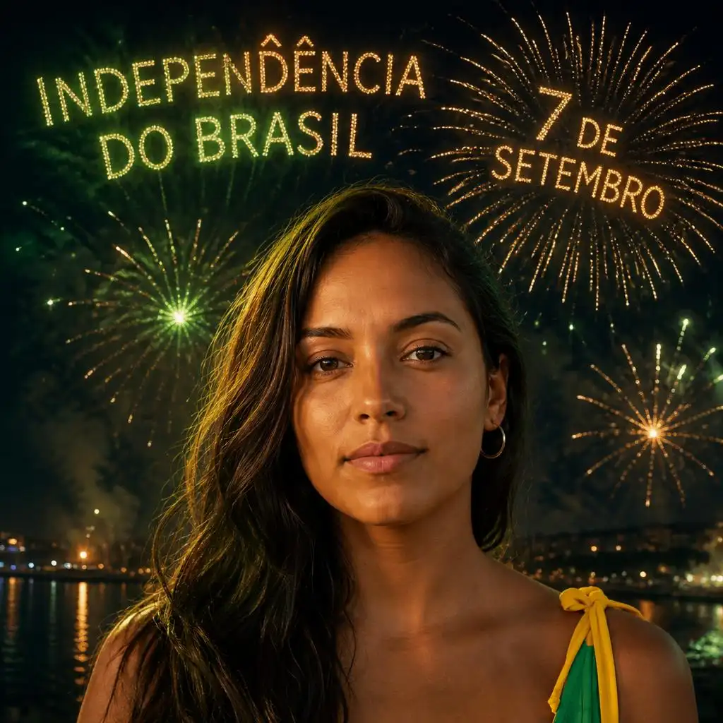 Mulher brasileira celebrando o 7 de Setembro, Dia da Independência do Brasil