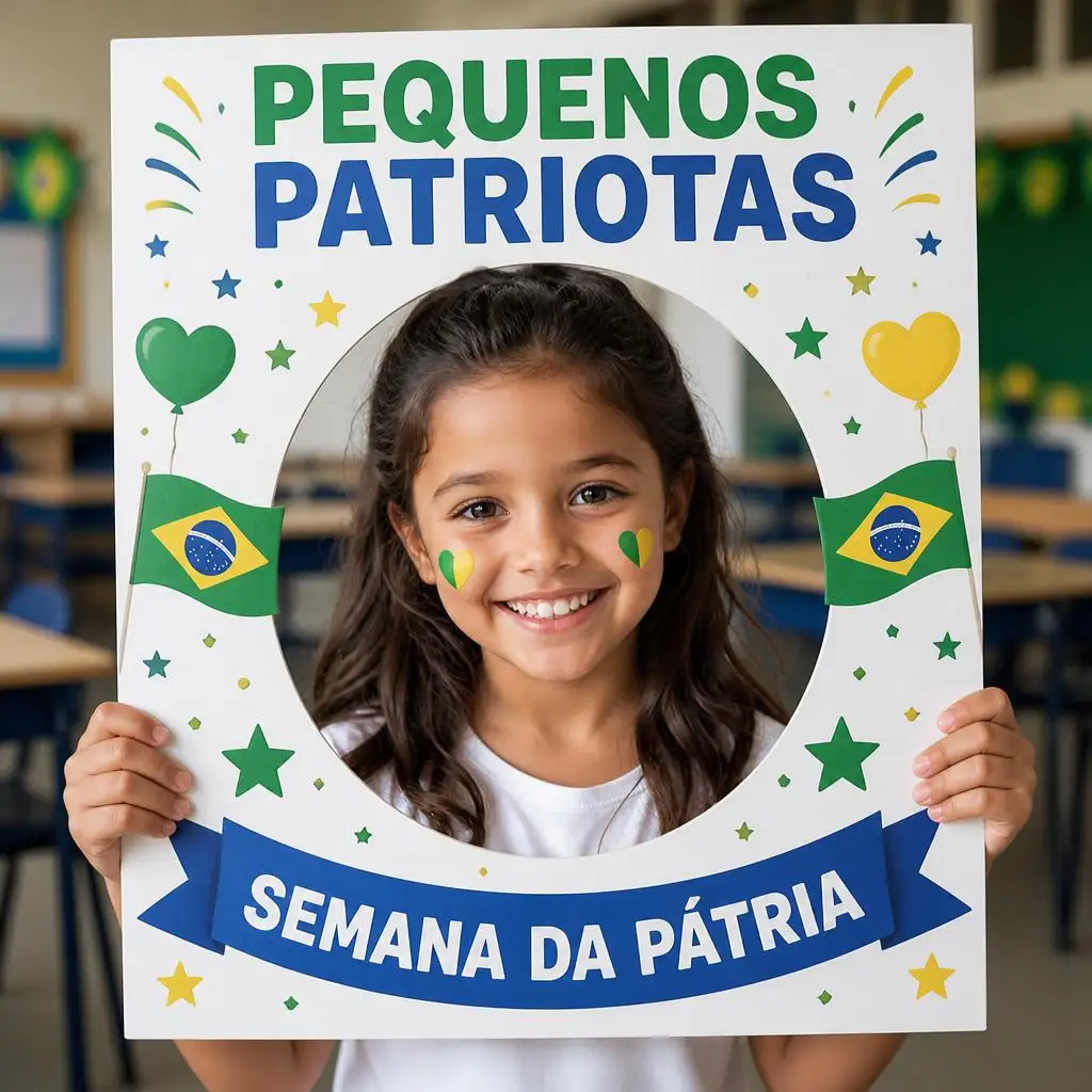 Menina segurando a bandeira do Brasil em celebração à Semana da Pátria