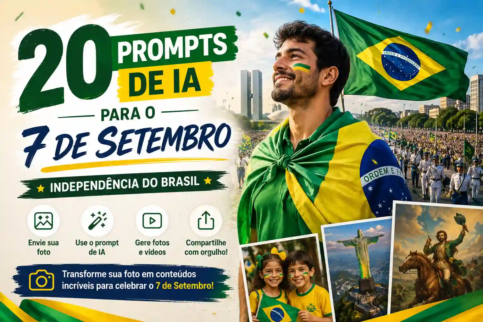 coleção de imagens celebrando o Dia da Independência do Brasil