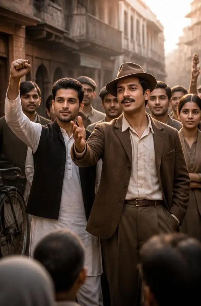 Person joining a peaceful Inquilab Zindabad gathering with Bhagat Singh
