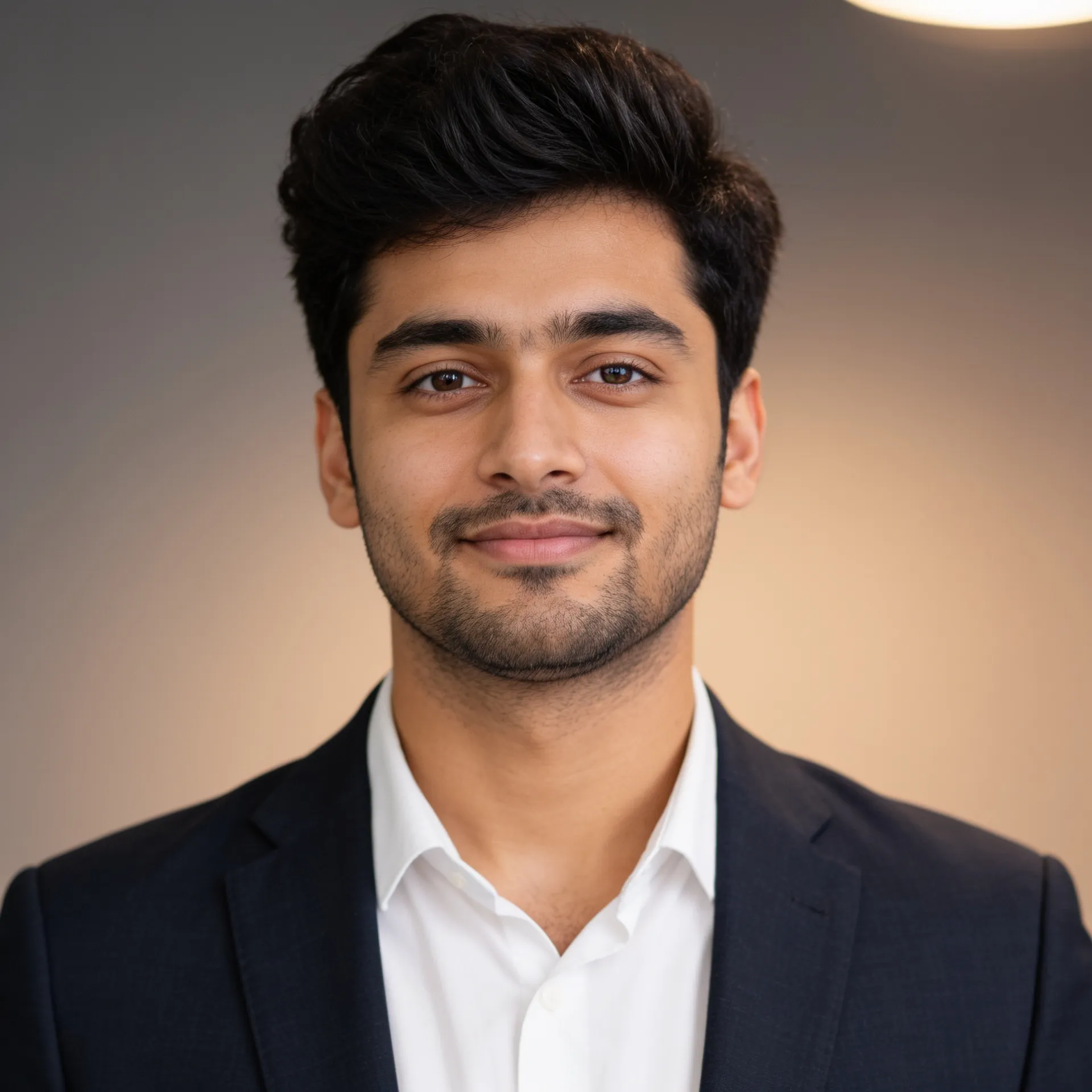 Professional corporate LinkedIn headshot with neutral background and soft studio lighting.