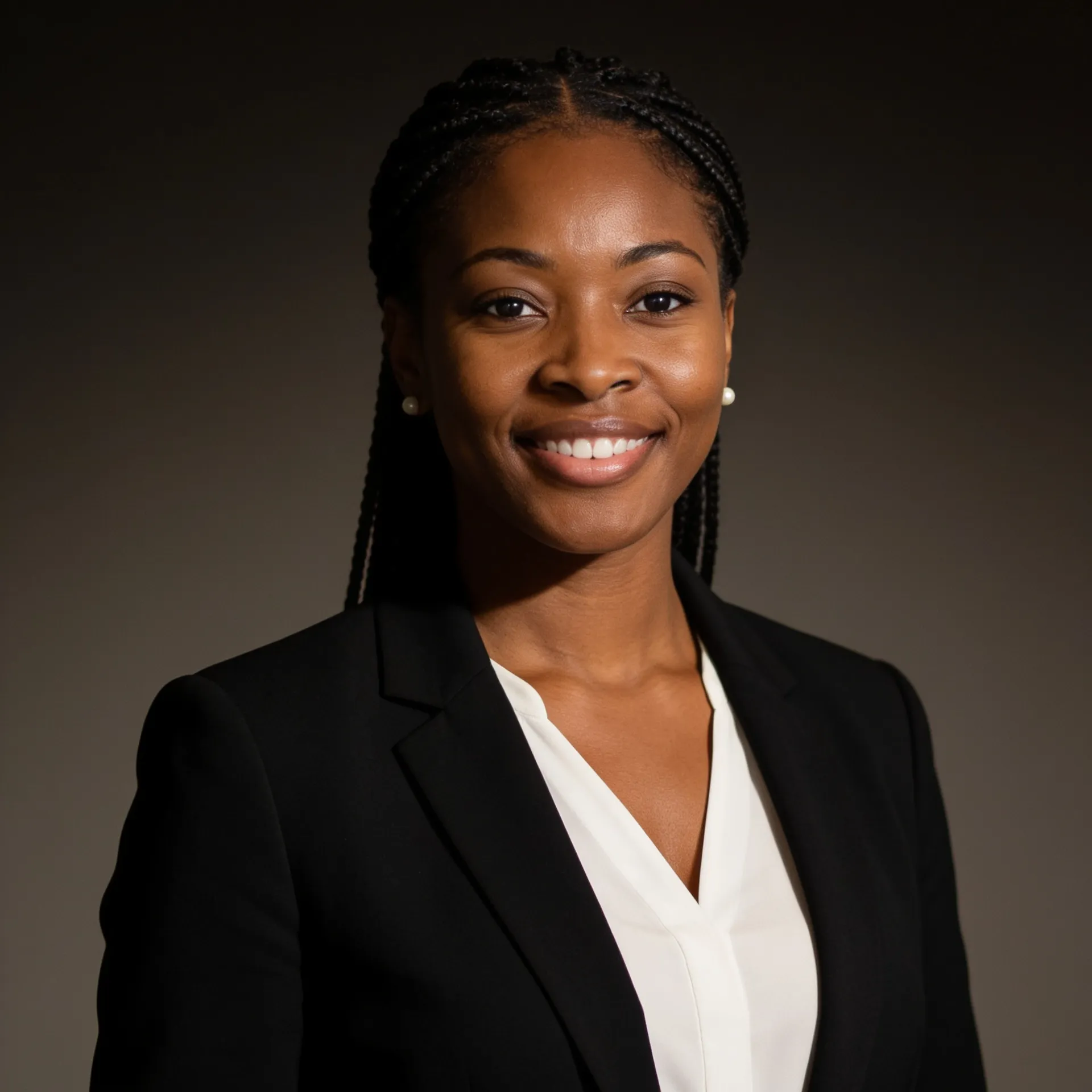 Professional finance and consulting LinkedIn headshot with a polished, trustworthy look.