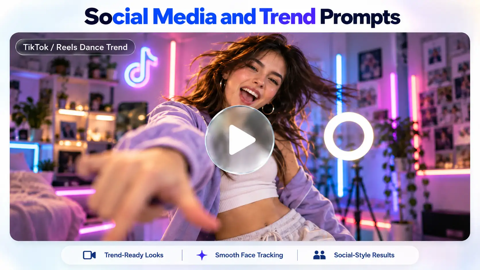 An influencer on TikTok dance trend dancing and recording a video.