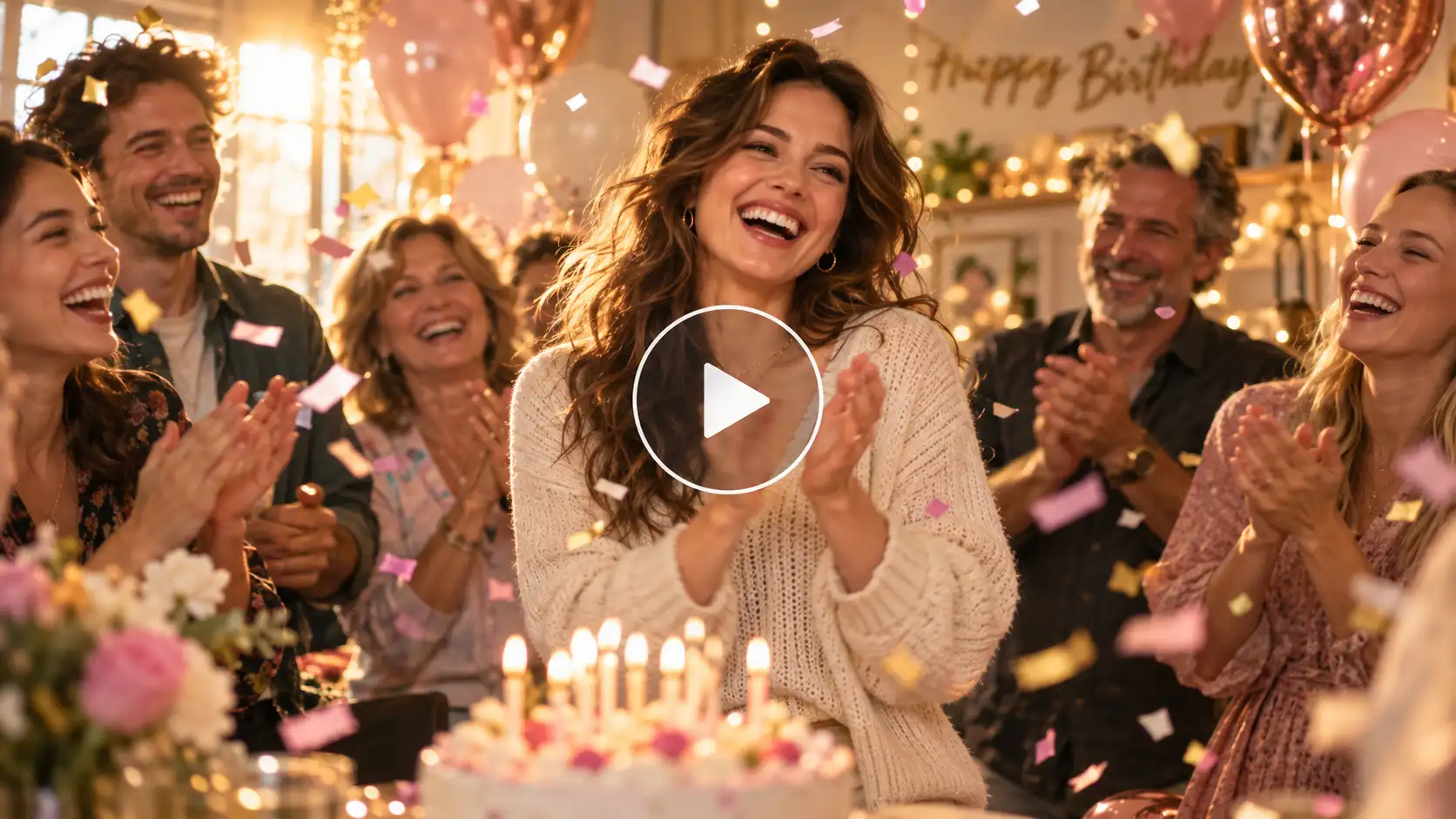 A woman celebrating her birthday with her friends and family.